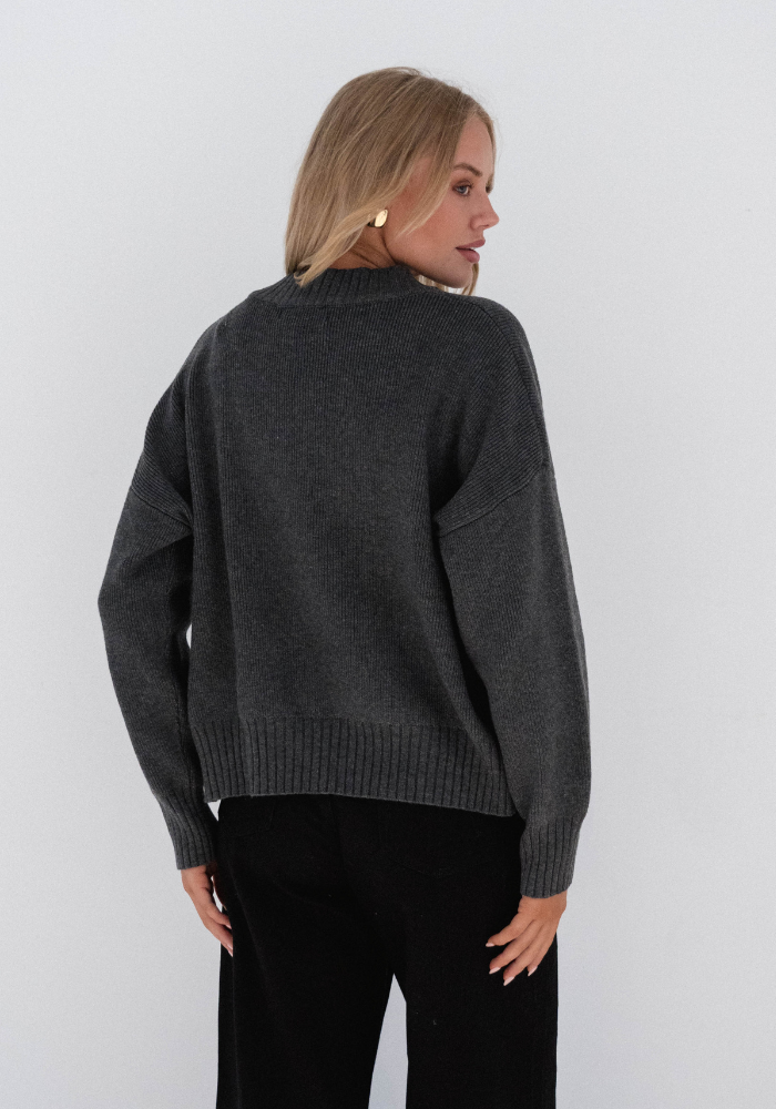 EDAN DOUBLE ZIP KNIT - CHARCOAL