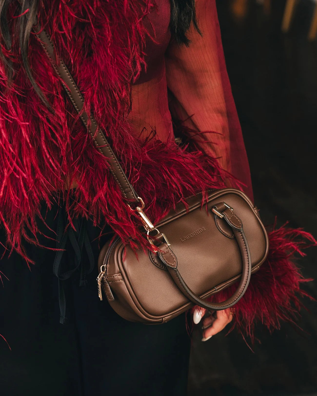 LOUENHIDE ARKI CROSSBODY BAG - CHOCOLATE