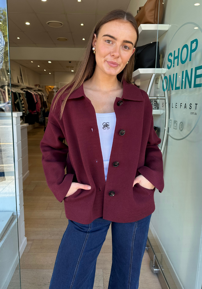 KYA COATIGAN - BURGUNDY