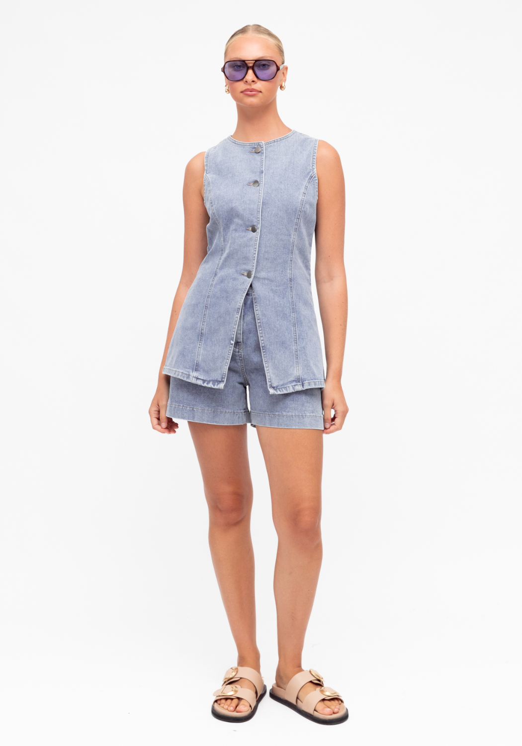 PIPPA DENIM VEST - VINTAGE BLUE