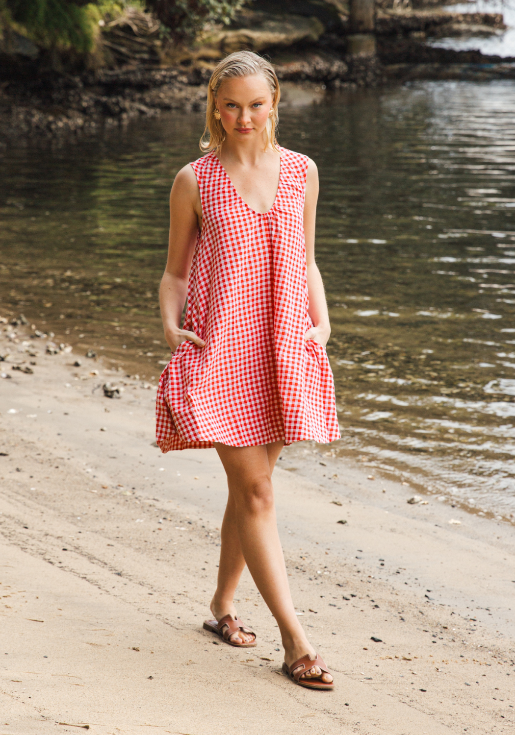 RADINI MINI DRESS - RED GINGHAM
