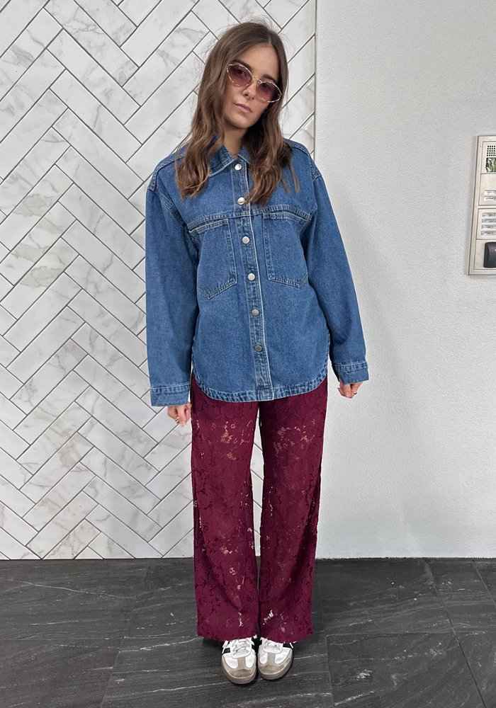 KENDALL LACE PANTS - BURGUNDY