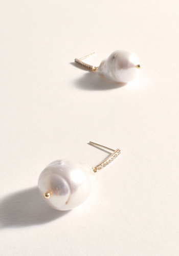 ADORNE DIAMANTE BAR BAROQUE PEARL - GOLD