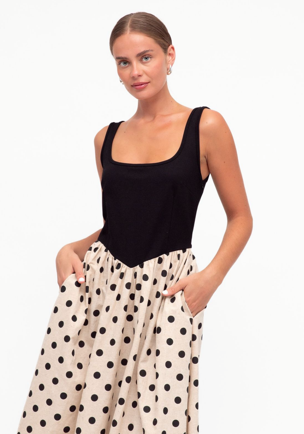 BIANCA FITTED BODICE DRESS - SPOT PRINT