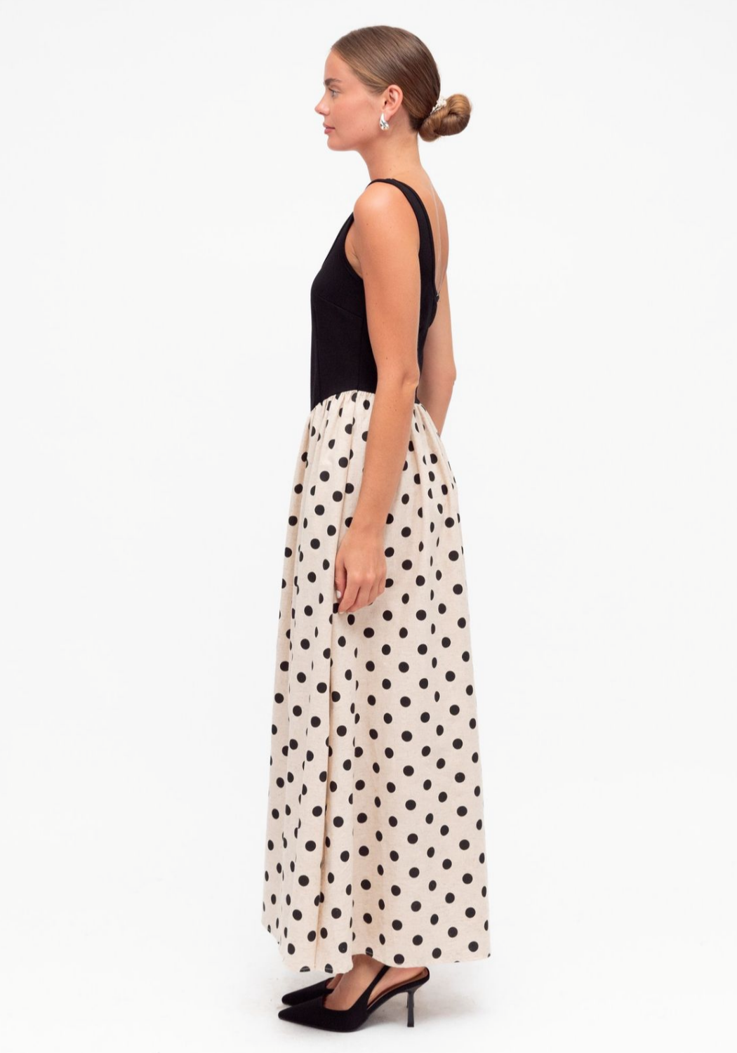 BIANCA FITTED BODICE DRESS - SPOT PRINT