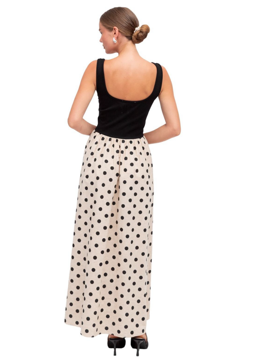 BIANCA FITTED BODICE DRESS - SPOT PRINT