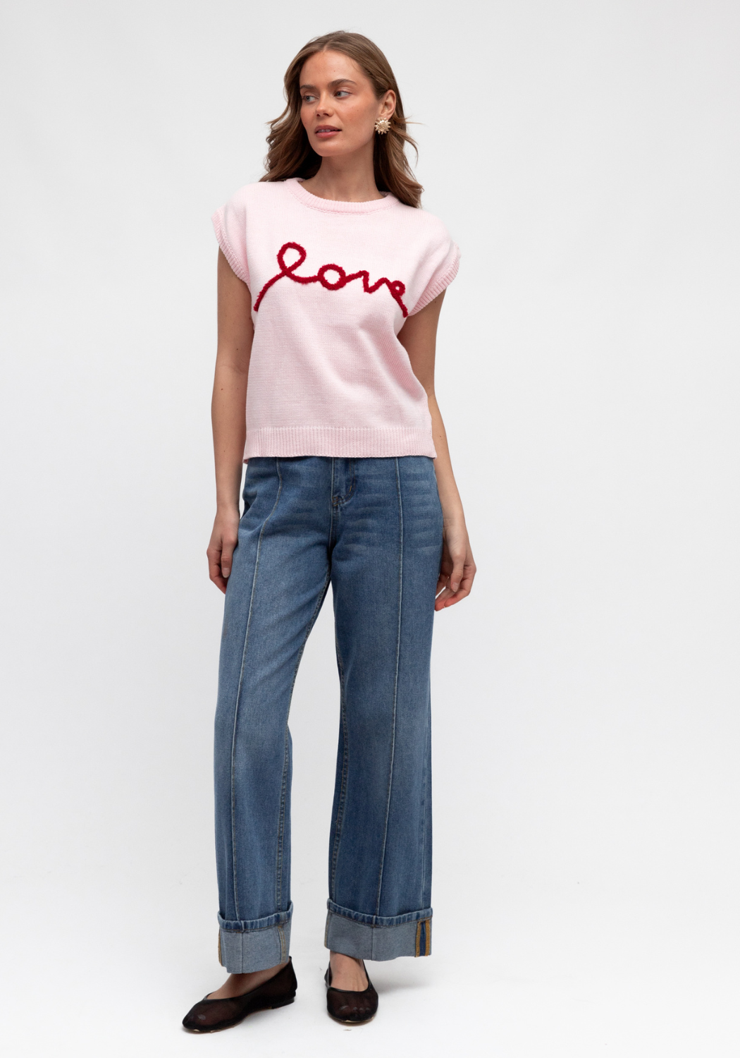 LOVER KNITED VEST - BABY PINK