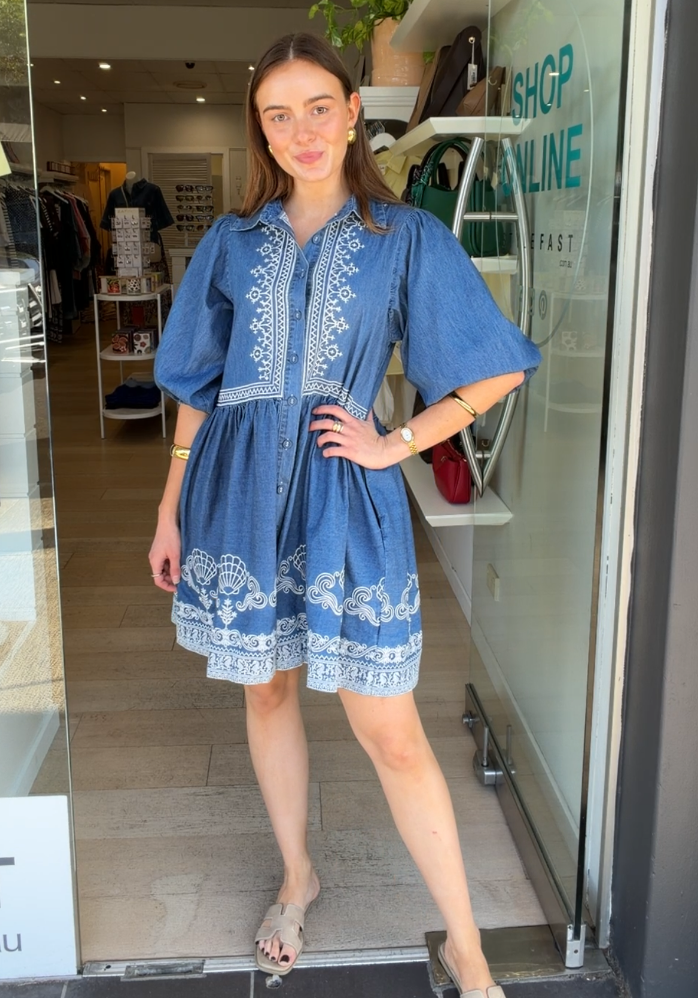 ZOE MINI DRESS - CHAMBRAY
