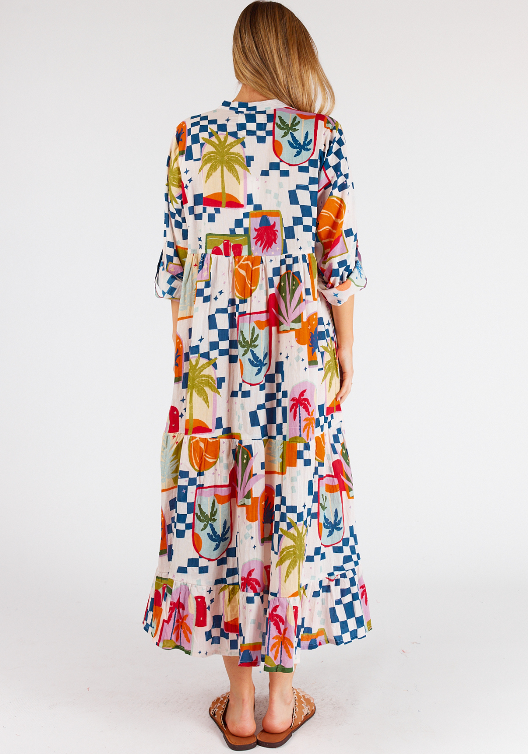 LULALIFE MELODY COTTON MIDI DRESS - MULTI PRINT