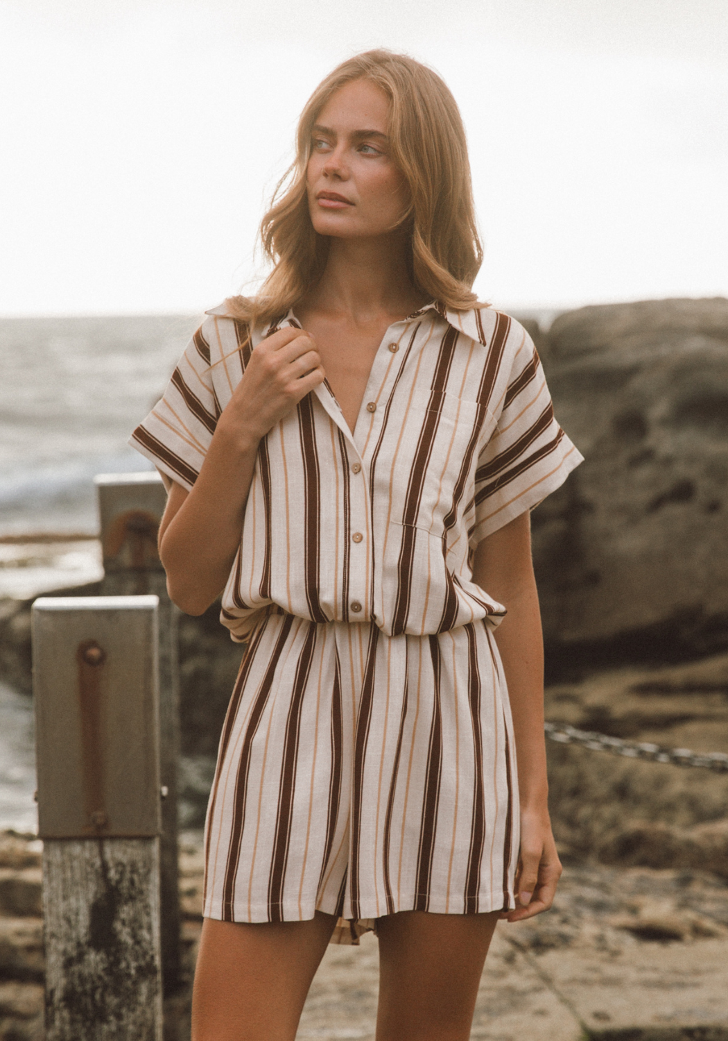 MARLOWE PLAYSUIT - LINE MOTION PRINT