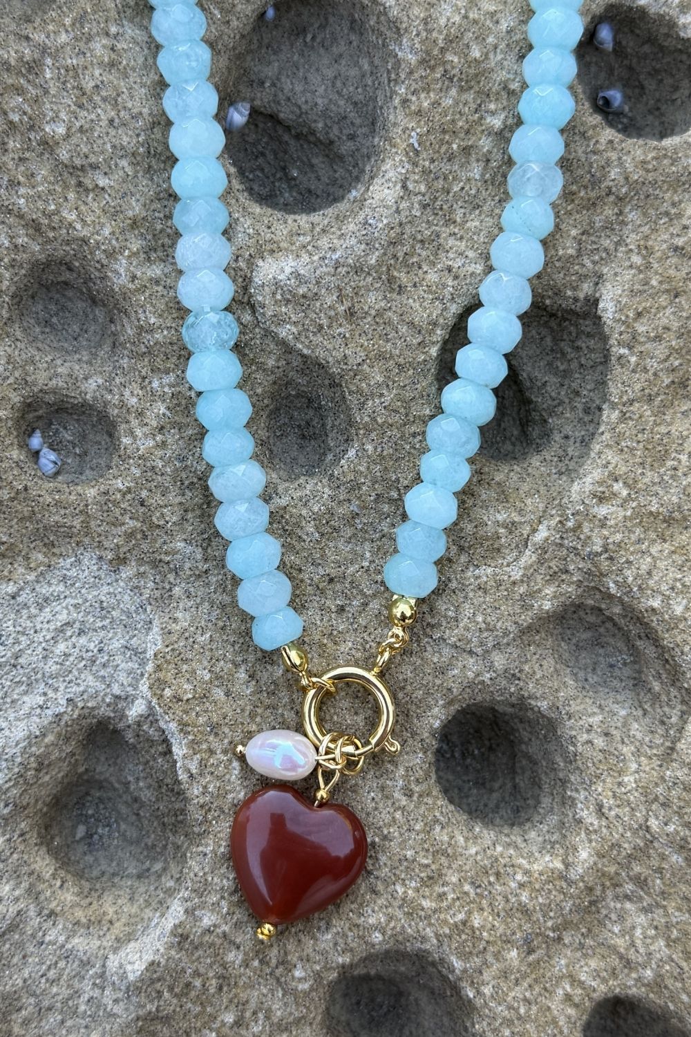 MOSK MELBOURNE SANTORINI HEART NECKLACE - BLUE
