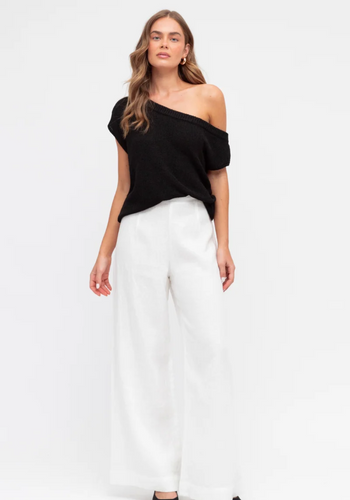 MADISON OFF THE SHOULDER KNIT TOP - BLACK