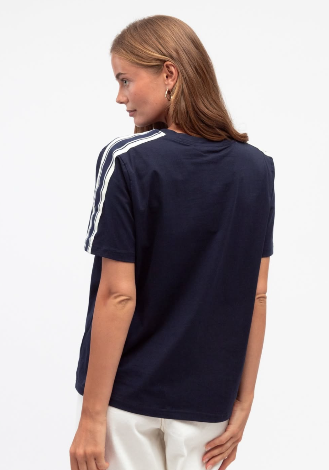 JACKIE SLEEVE DETAIL TEE - NAVY