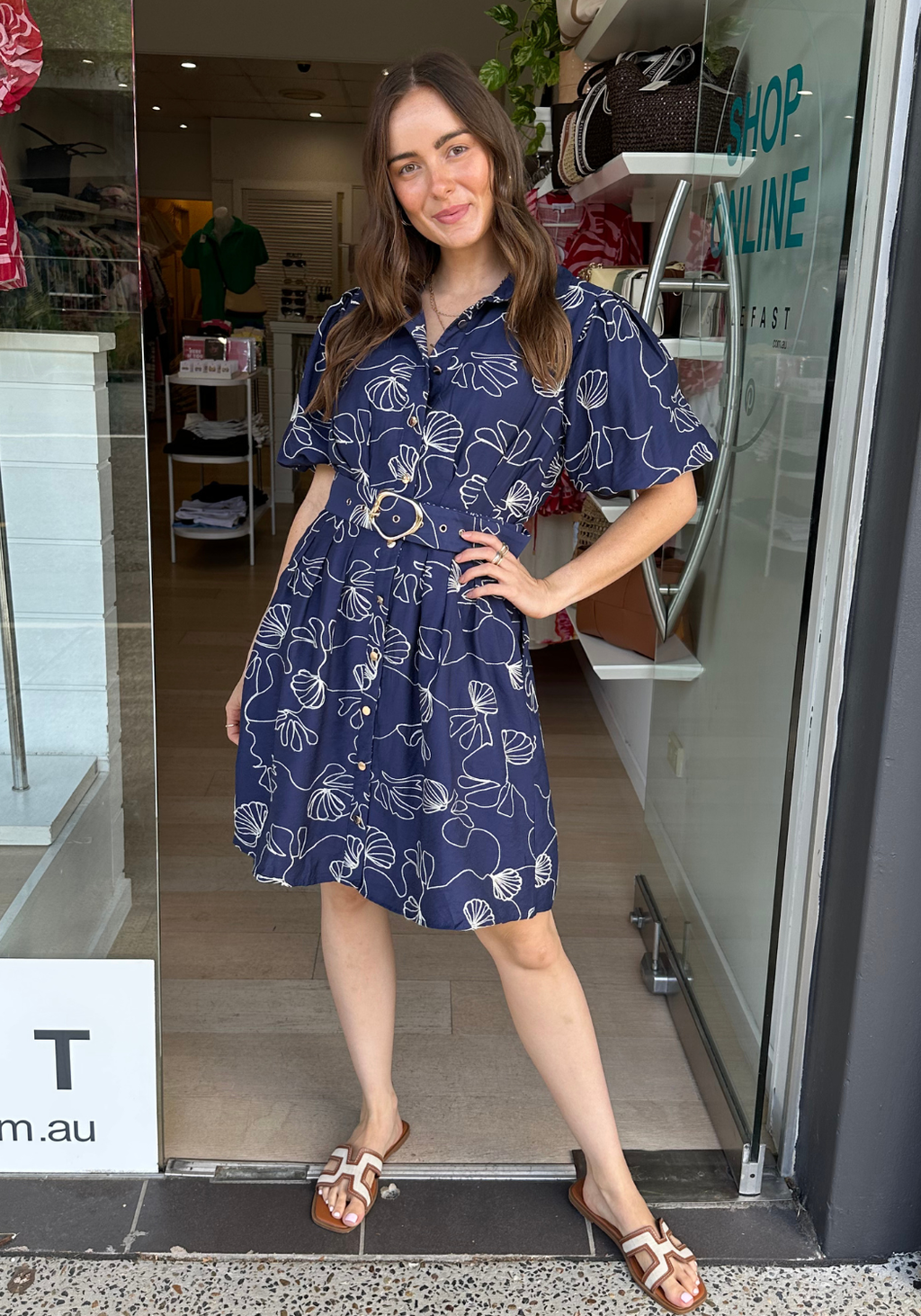 THEA MINI DRESS - NAVY & WHITE EMBROIDERY