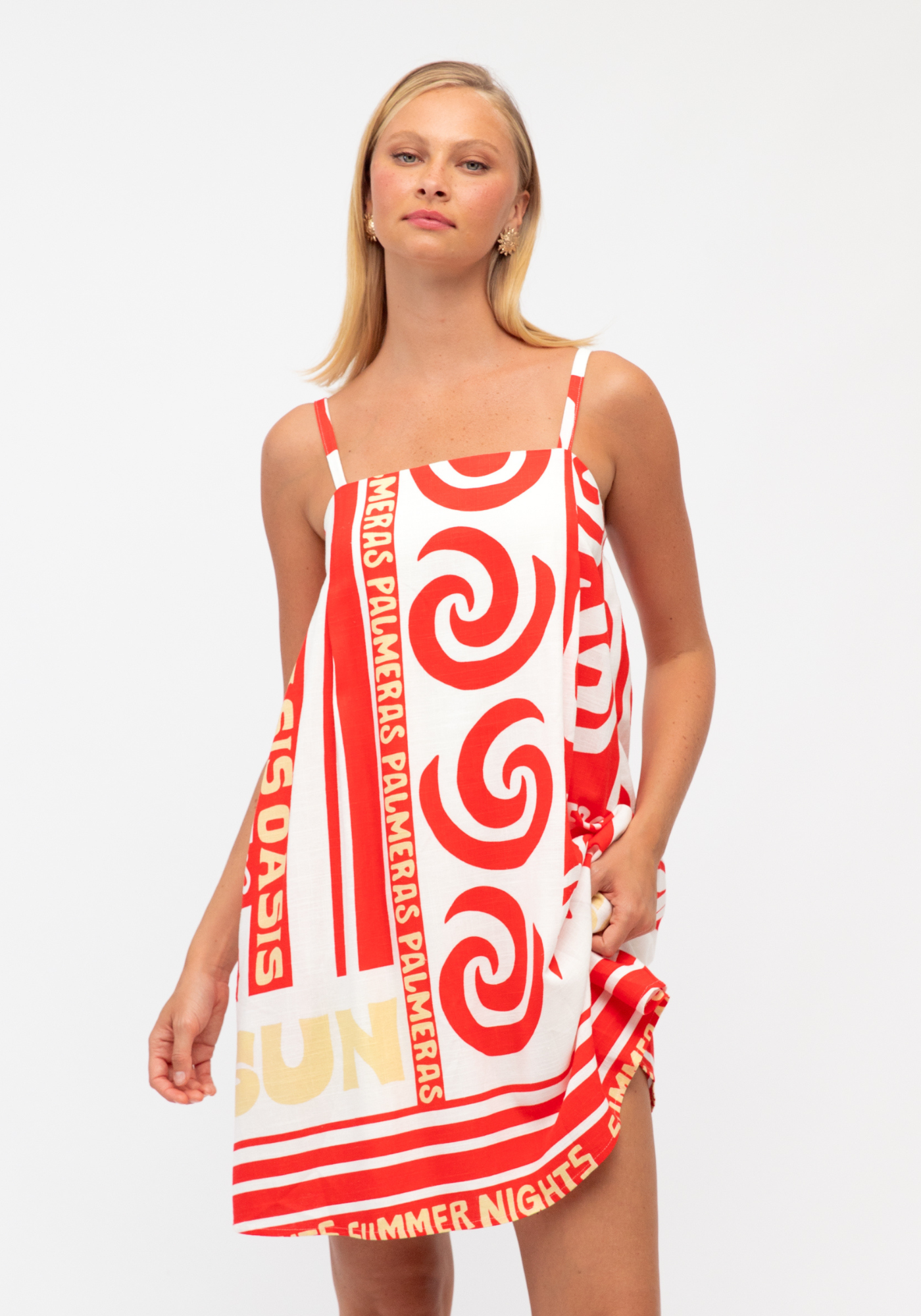 PALMERAS MINI DRESS - RED PRINT