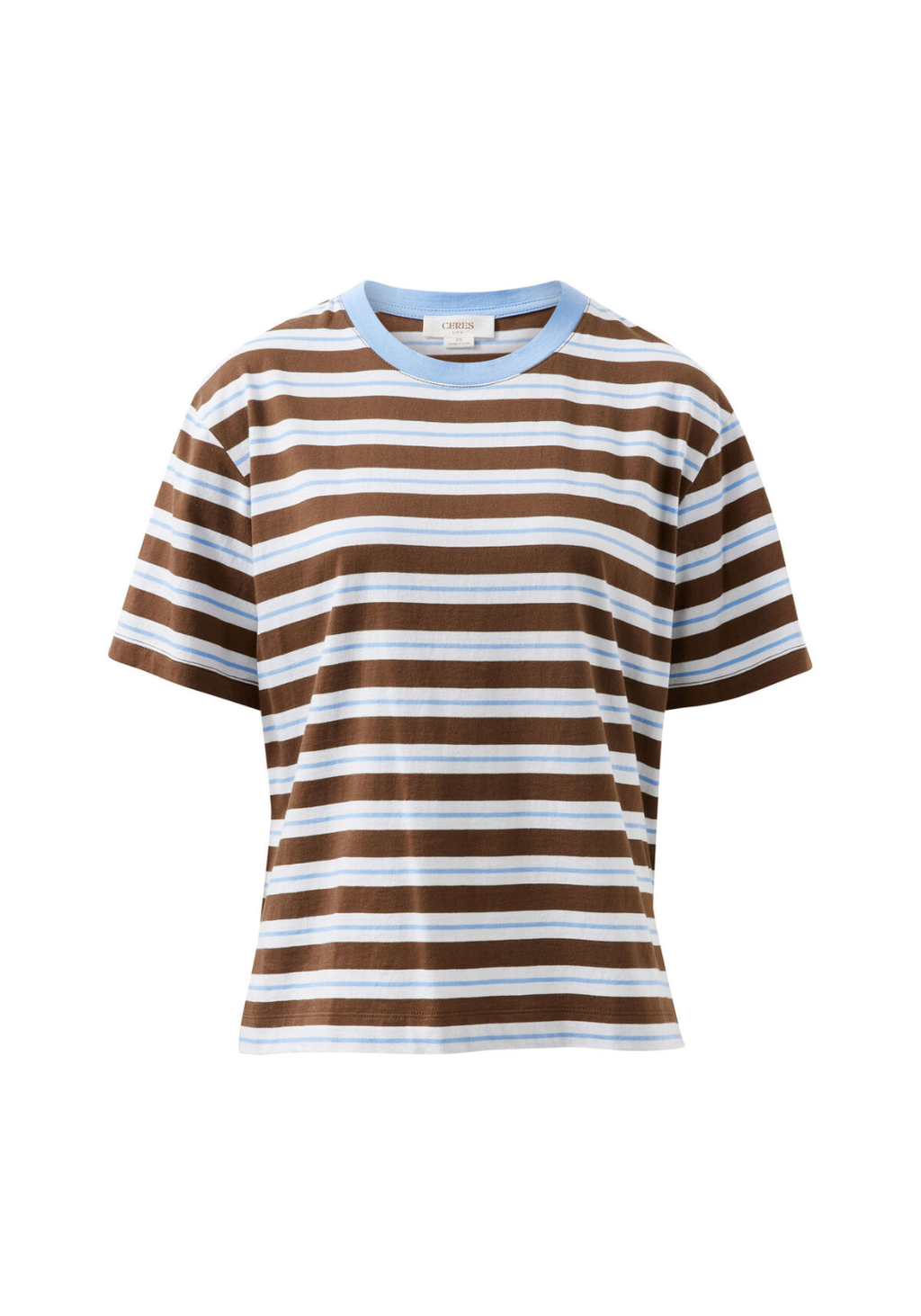 CERES LIFE STEVIE SLOUCHY TEE - COCOA SKY BLUE STRIPE