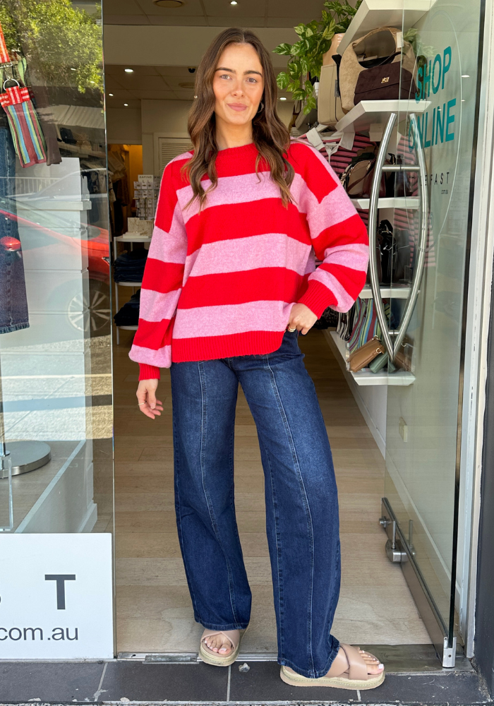SAMMY STRIPE KNIT - PINK & RED