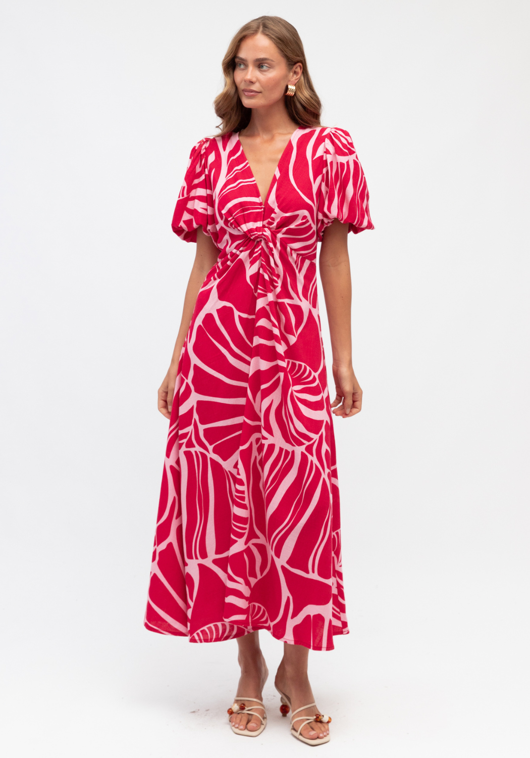 GAIA MAXI DRESS - RED/ PINK PRINT