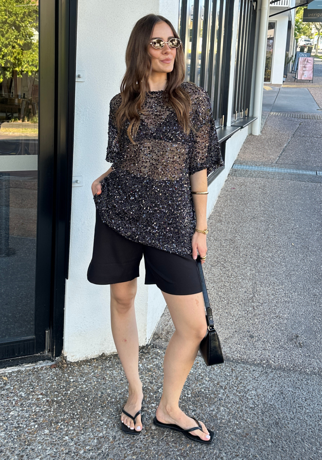 ELSIE SEQUIN TEE - BLACK