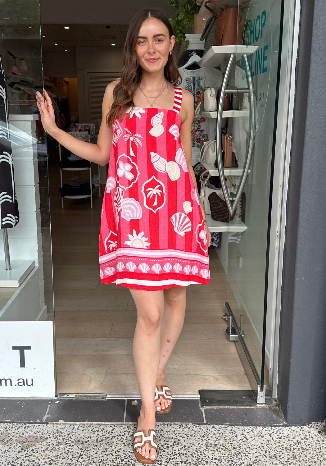 LEILANI MINI SHIFT DRESS - RED/PINK