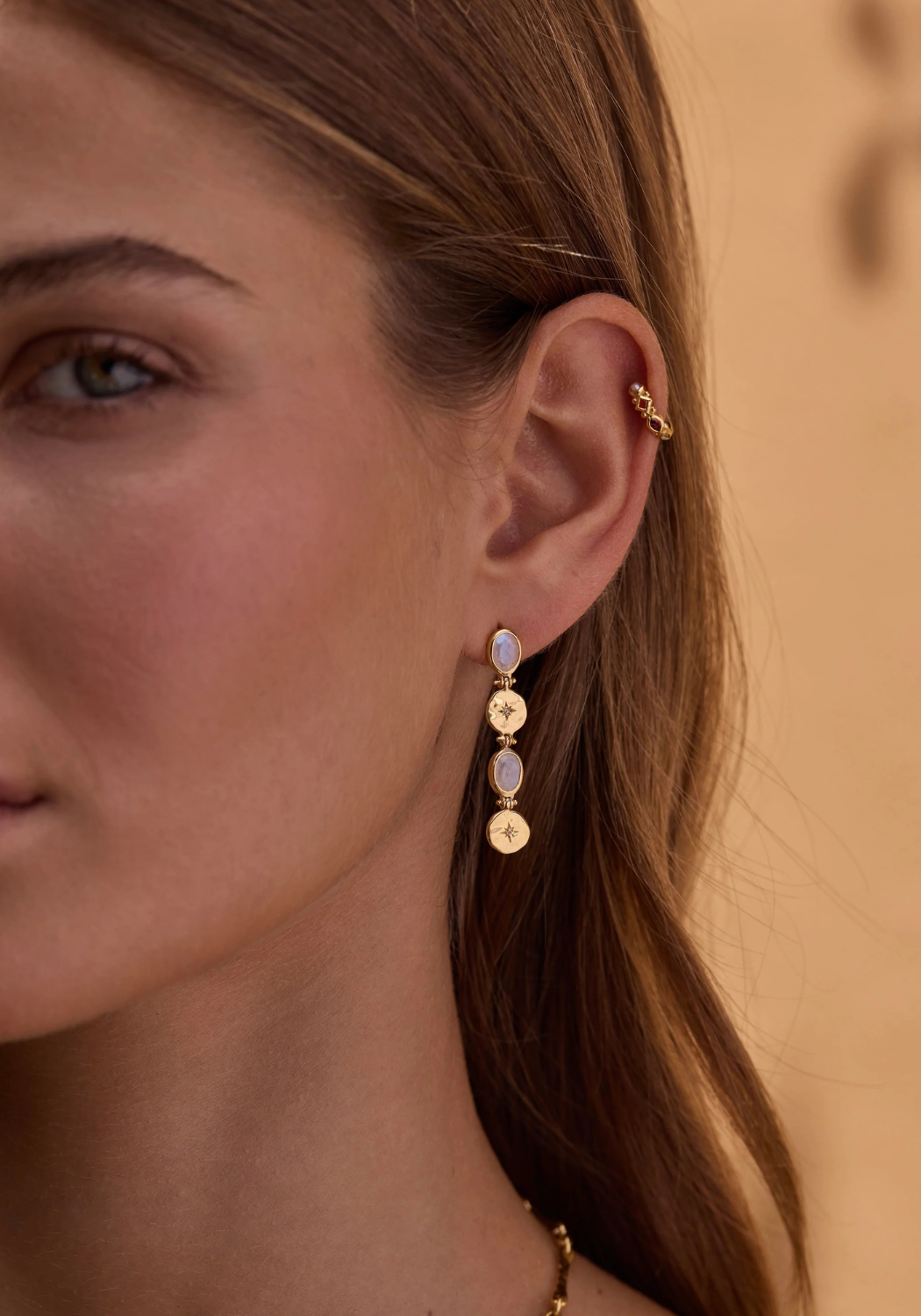 CELESTIAL MOONSTONE EARRINGS - GOLD