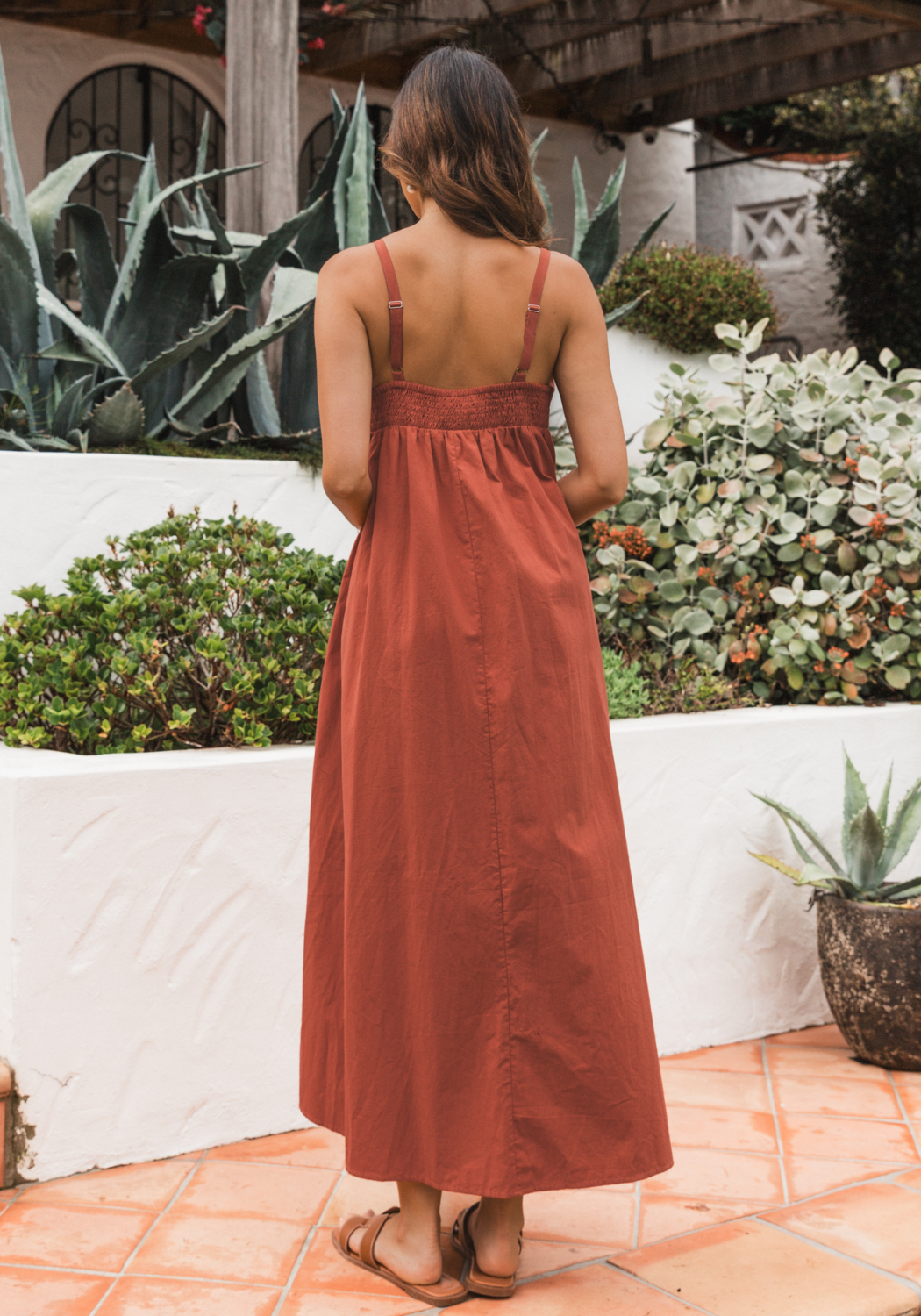 ALICE EMBROIDERY DETAIL MAXI DRESS - RUST