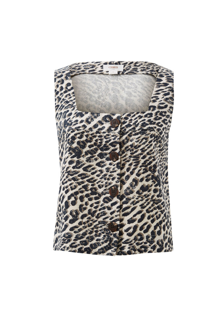 Load image into Gallery viewer, CERES LIFE SQUARE NECK TOP - LEOPARD