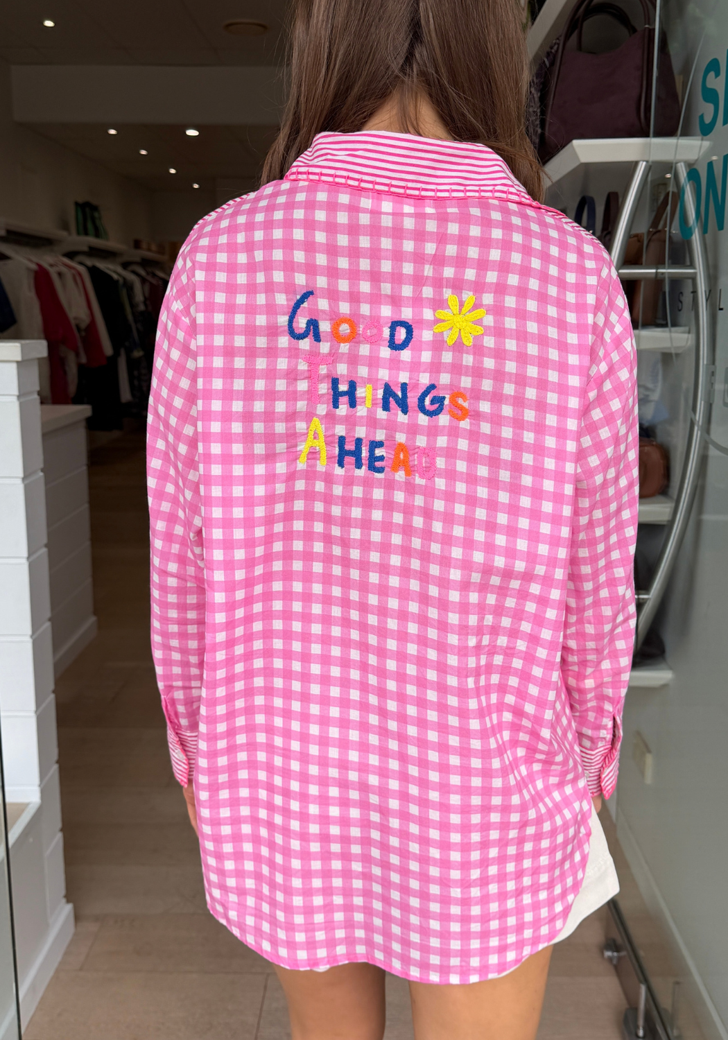 HOLLIE COTTON SHIRT - PINK STRIPE