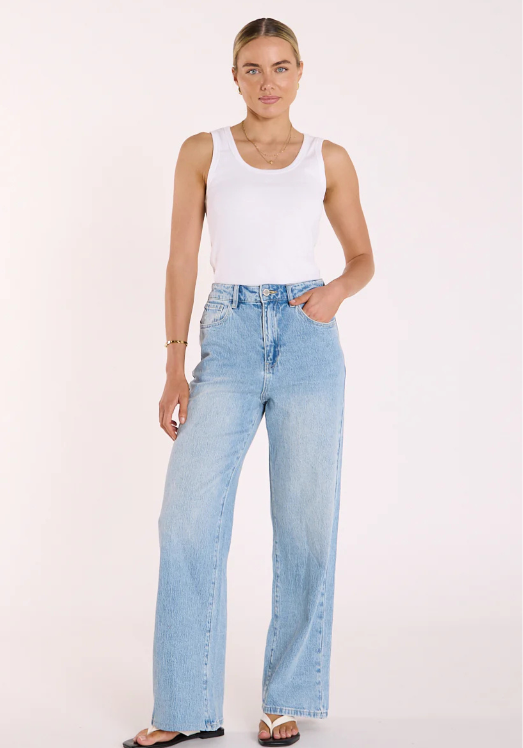 FEATHER + NOISE CASSIE WIDE LEG JEAN - LIGHT BLUE
