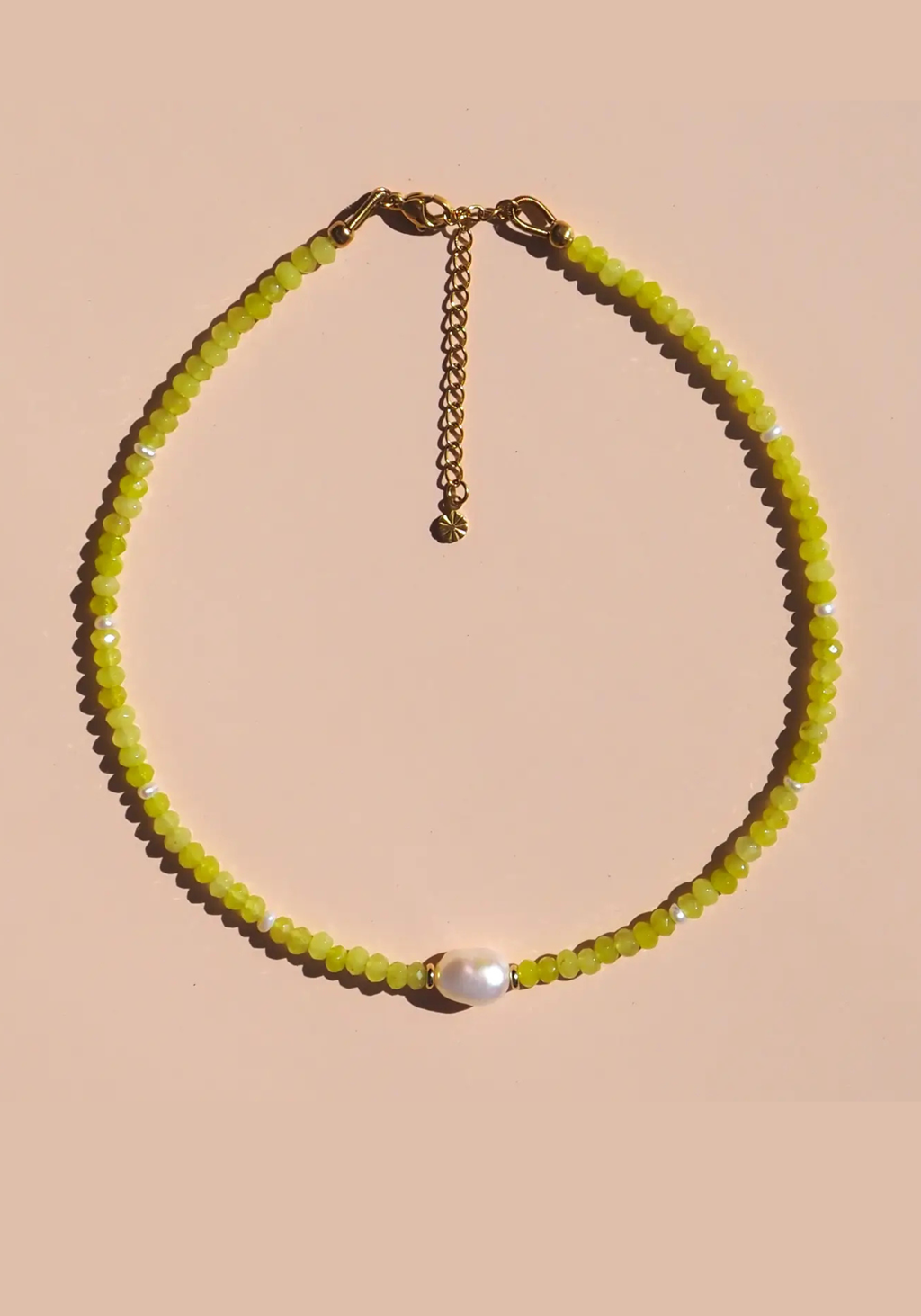 ALESI FRESHWATER PEARL BEADED NECKLACE - LIME GEMSTONE