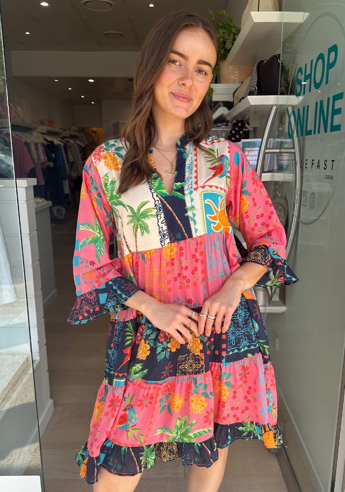 LULALIFE CARINA TIERED DRESS - MULTI PRINT