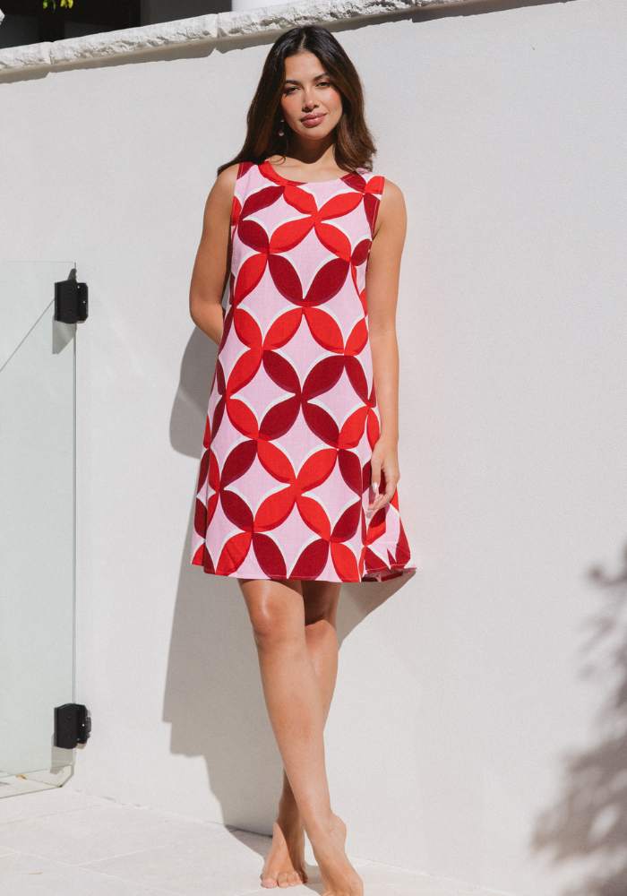 BAMBINA SHIFT DRESS - RETRO PRINT