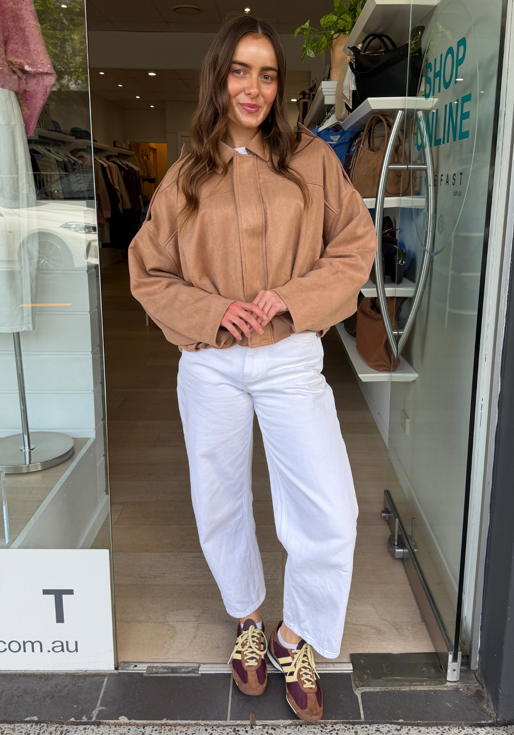 STEVIE SUEDE BOMBER - SOFT TAN