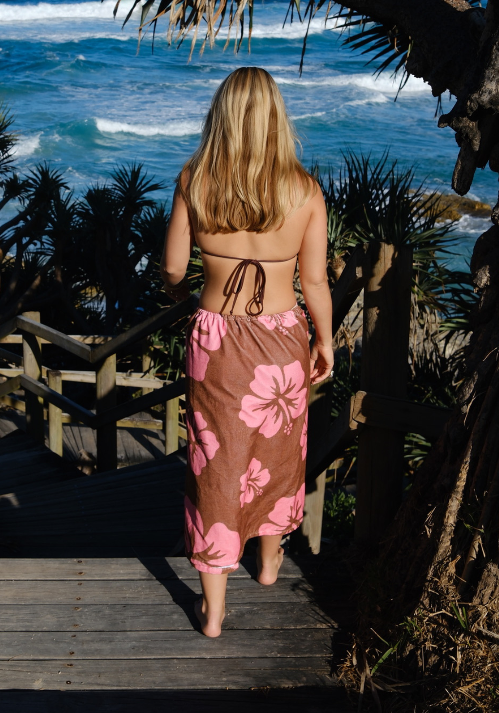 SASSY SURF COCO BLOSSOM BEACH TOWEL SKIRT - CHOCOLATE/PINK