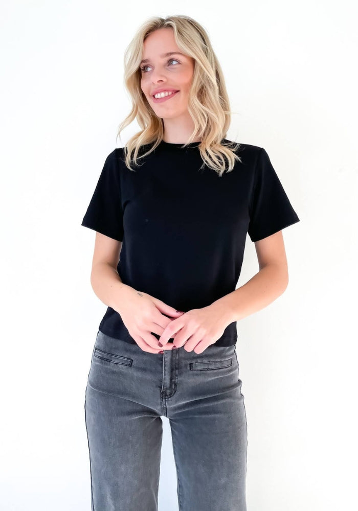 Load image into Gallery viewer, FALLON CROPPED BOXY TEE - BLACK