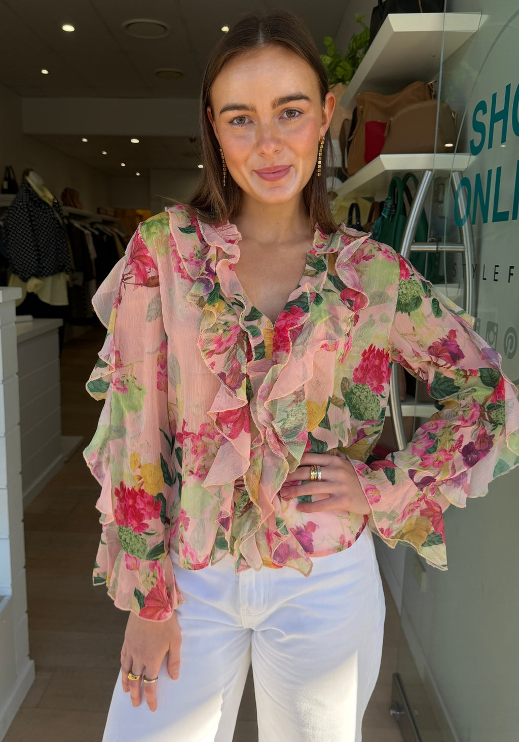GREER FRILL BLOUSE - SPRING FLORAL