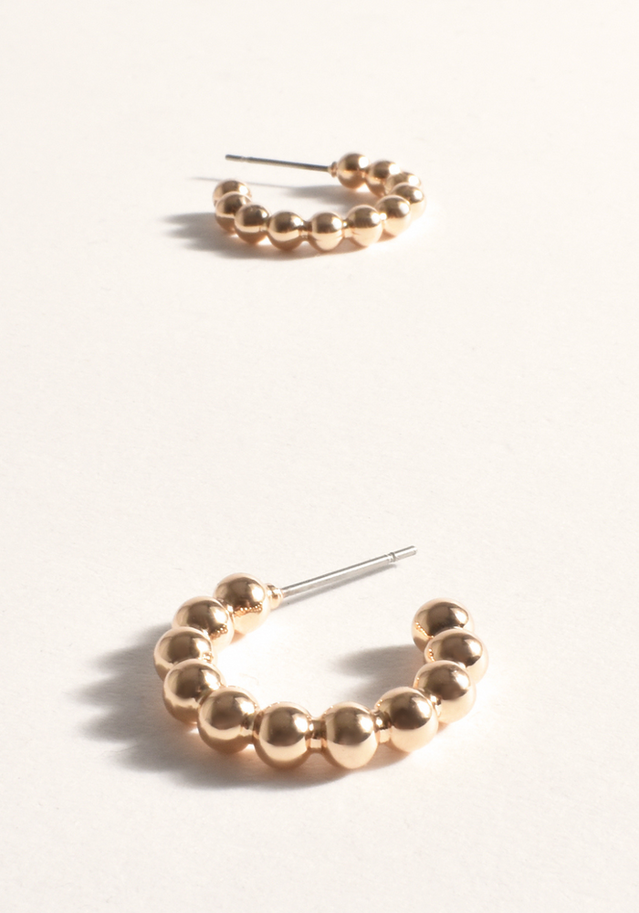 Load image into Gallery viewer, ADORNE MACEY MINI CAST BALL HOOPS - GOLD