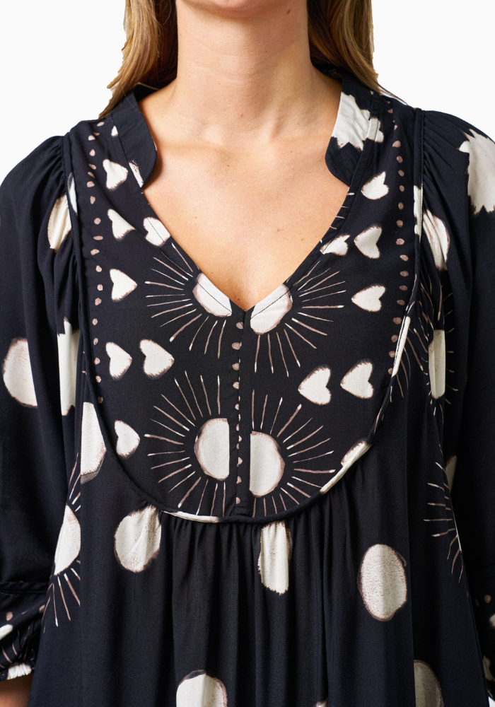 RODGERS BATWING MIDI DRESS - BLACK SPOT PRINT