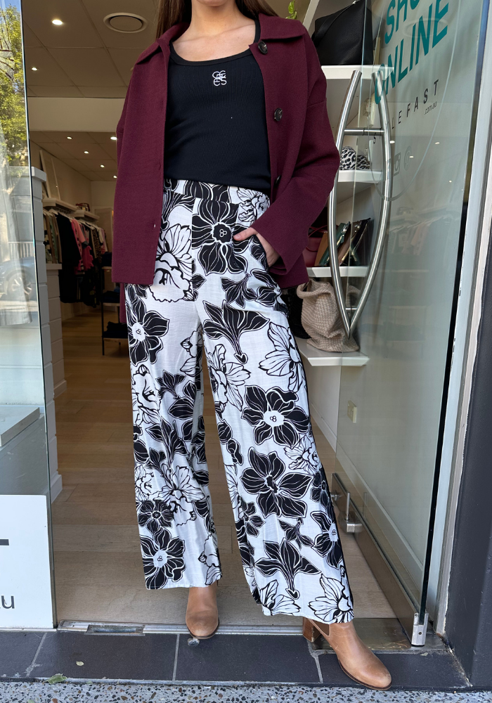JULIE PALAZZO PANT - BLACK PRINT