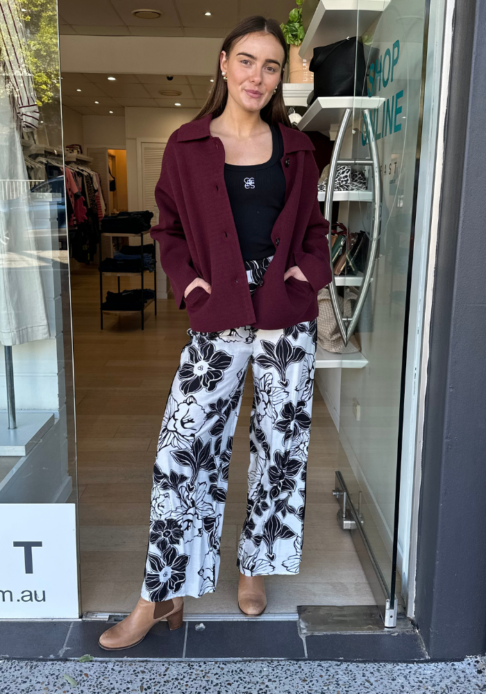 JULIE PALAZZO PANT - BLACK PRINT