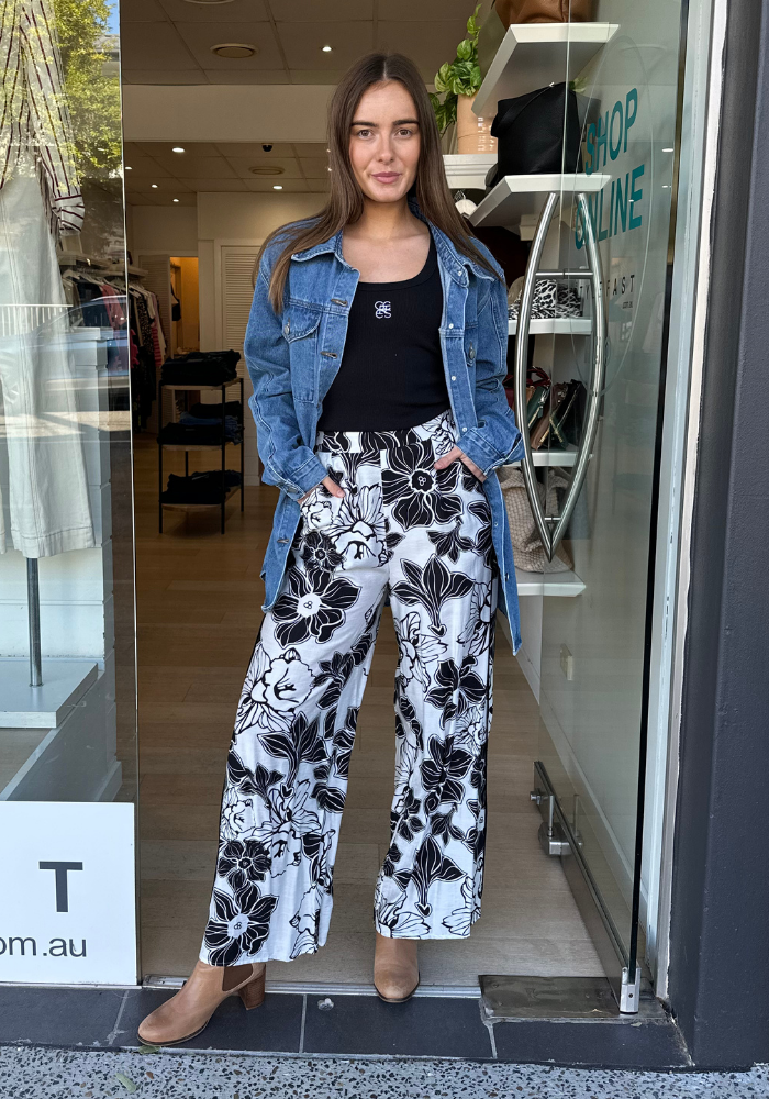 JULIE PALAZZO PANT - BLACK PRINT