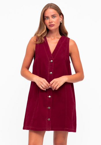 HALLIE SHIFT DRESS - MAROON