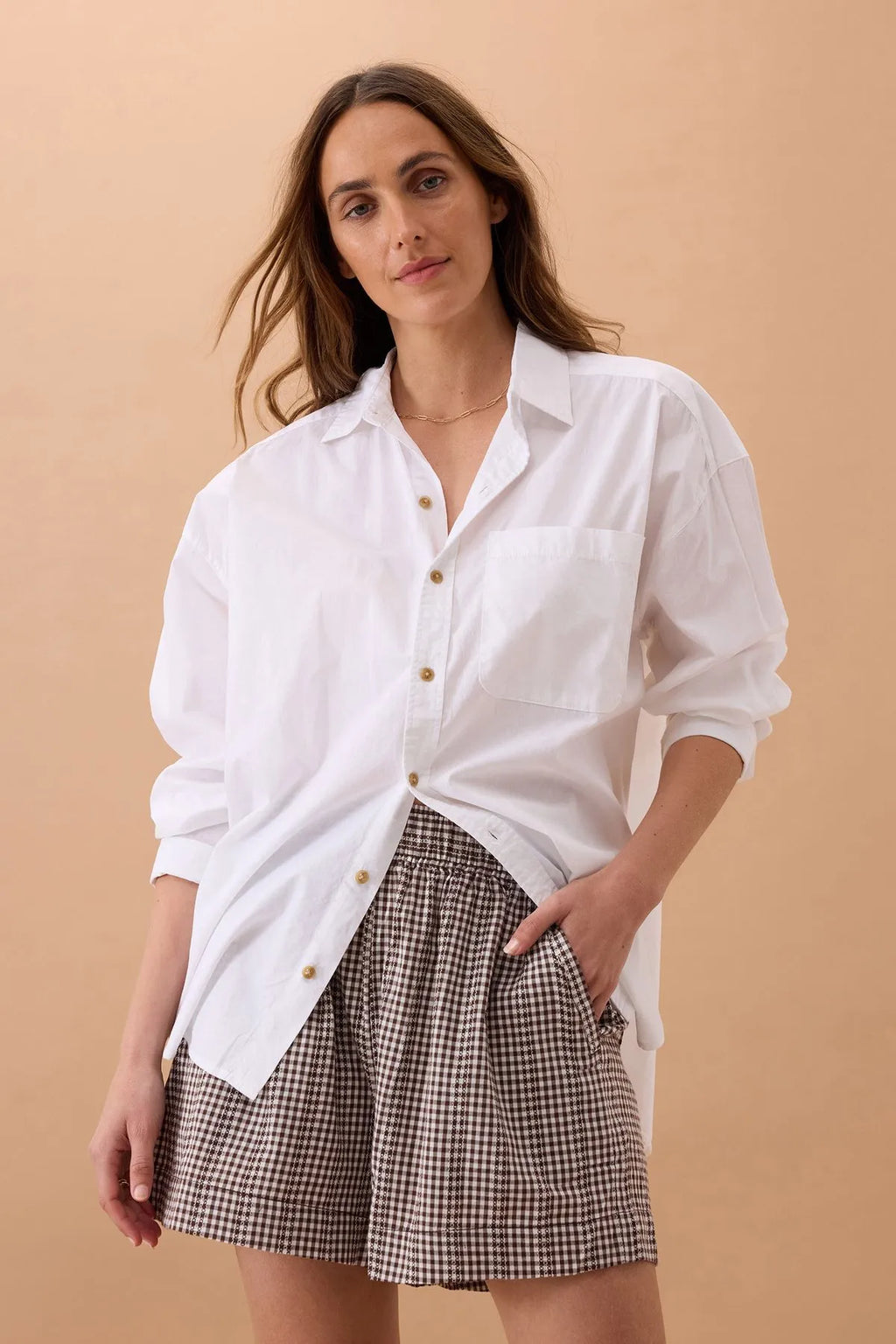 CERES LIFE MILA SHORTS - CHOC GINGHAM