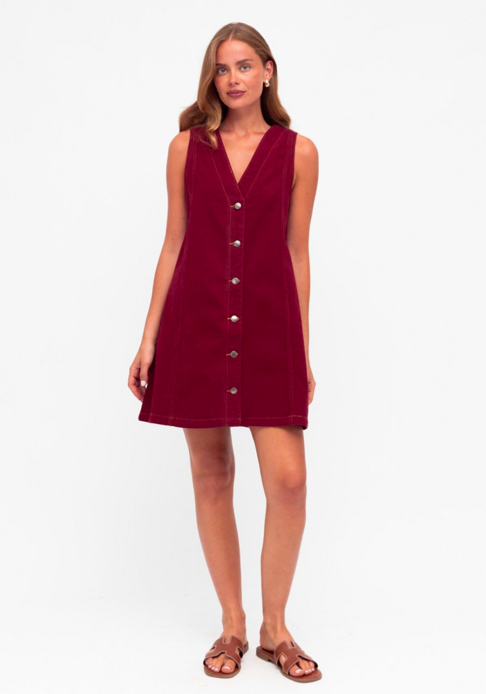 Load image into Gallery viewer, HALLIE SHIFT DRESS - MAROON