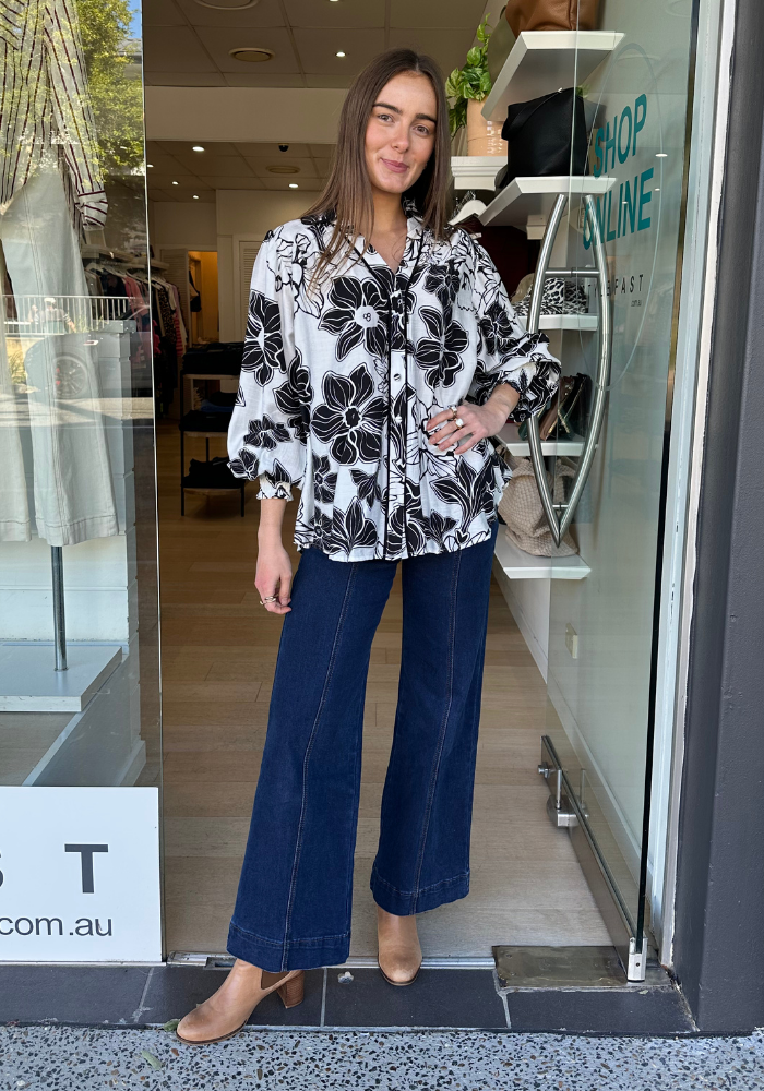 JULIE BLOUSE - BLACK PRINT