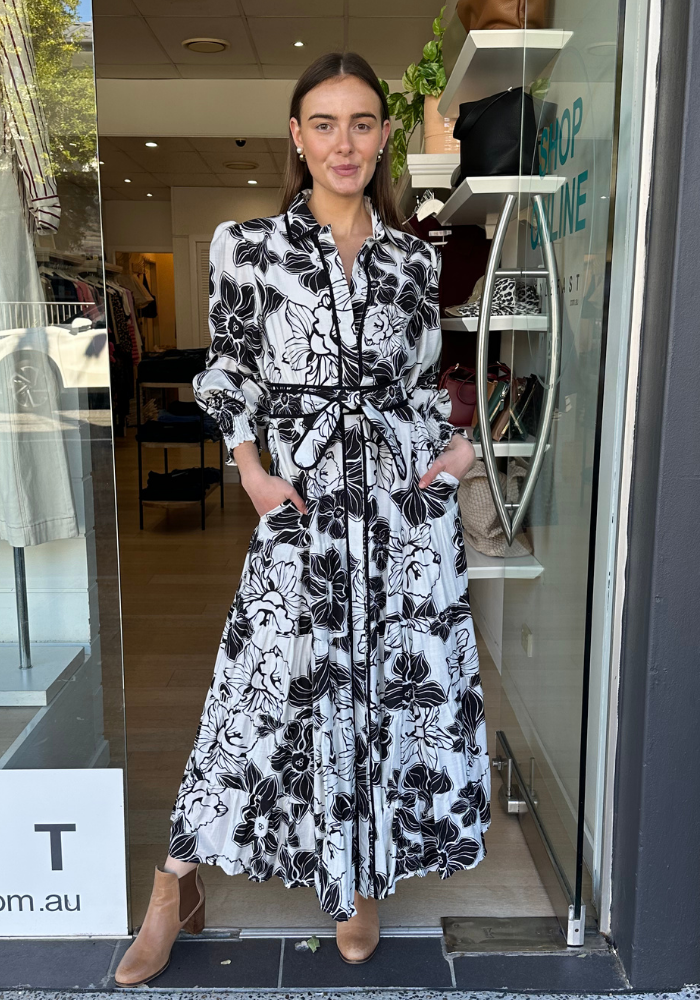 JULIE TIERED MAXI DRESS - BLACK PRINT