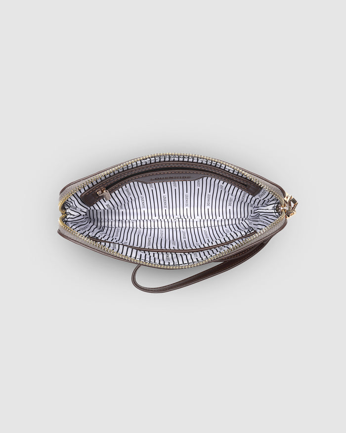 Load image into Gallery viewer, LOUENHIDE POPPY CLUTCH - PYTHON COFFEE