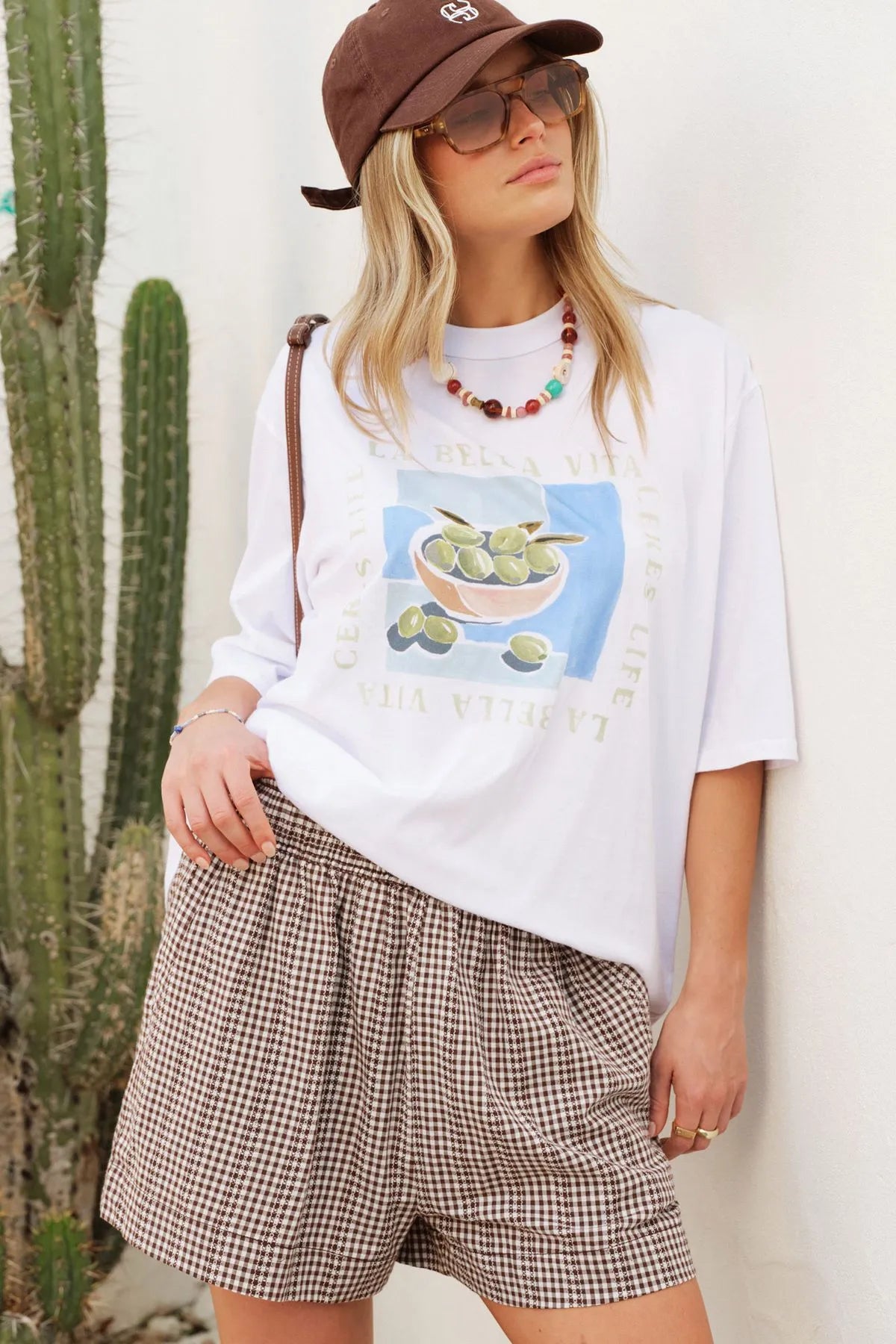 CERES LIFE MILA SHORTS - CHOC GINGHAM