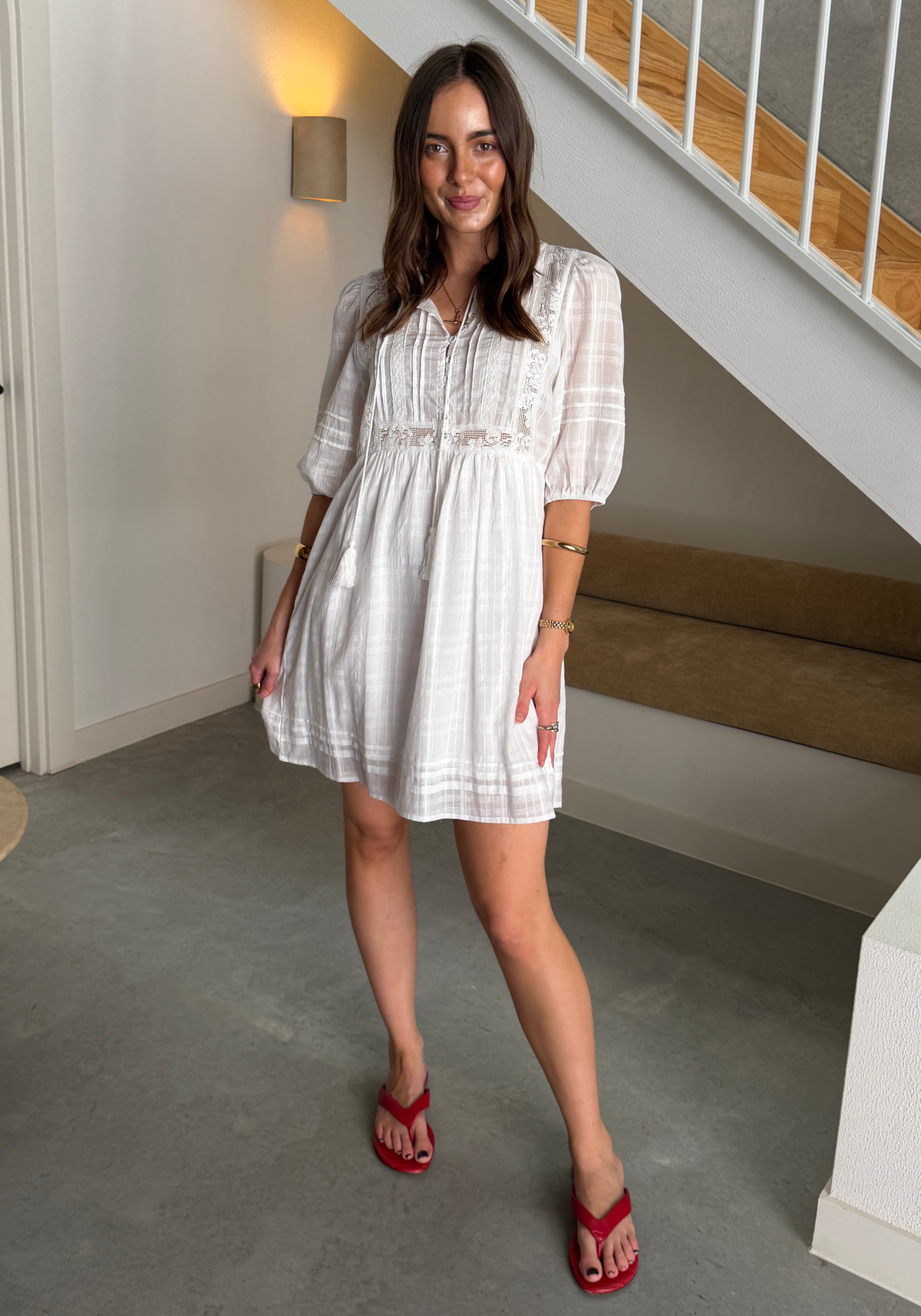 CILLA COTTON MINI DRESS - WHITE