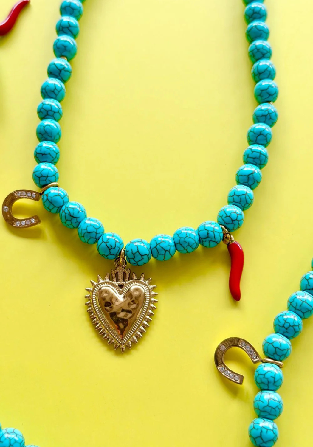 MOSK MELBOURNE LUCKY HEARTS CLUB NECKLACE - TURQUOISE